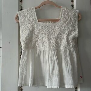 Pink Chicken size 14 girls white embroidered top